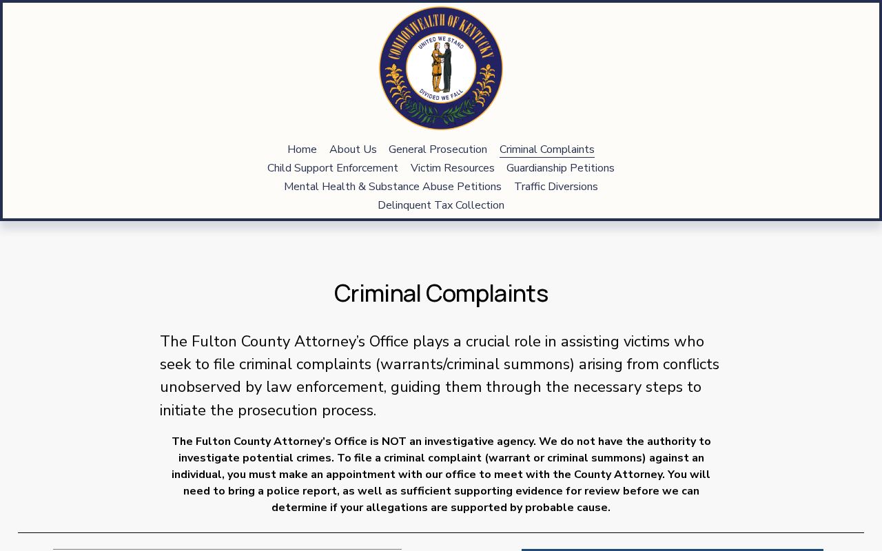 Fulton County Attorney criminal complaint and warrant process page