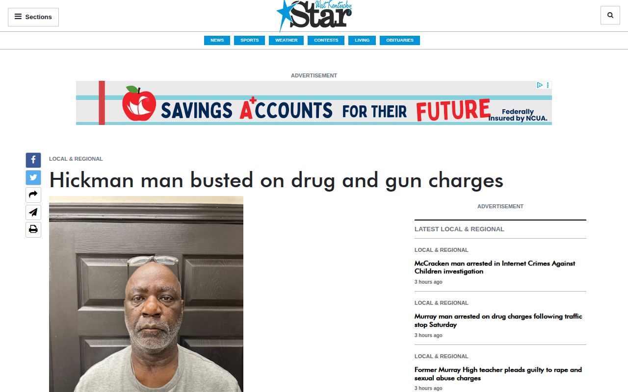 West Kentucky Star article about a selected Hickman arrest